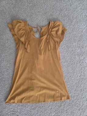 Burberry Mustard Ruffle Tie-Back Tank Top